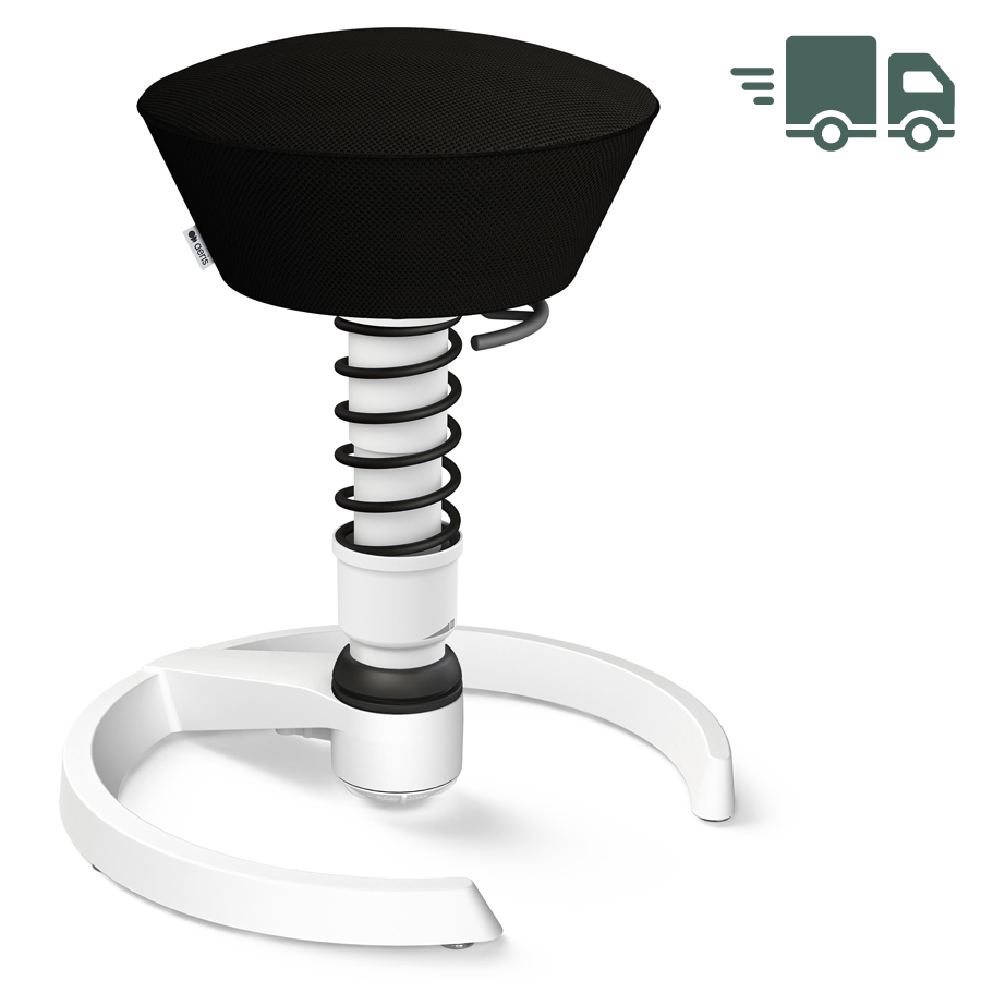 Aeris Swopper Air Mesh-Gewebe Runner schwarz mit Gleiter - Gestell weiß - Feder schwarz