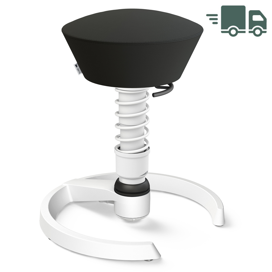 Aeris Swopper mit Gleitern | Bezug Kunstleder Uruguay schwarz | Gestell und Feder weiß