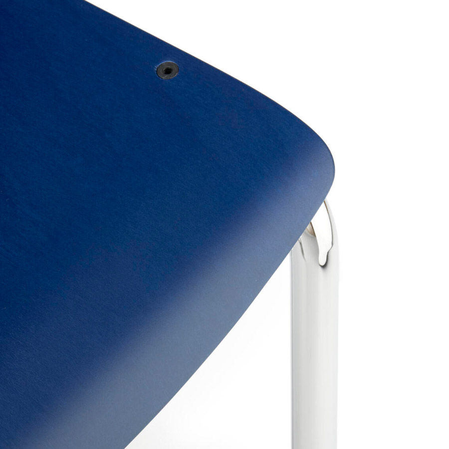 THONET Stahlrohr-Freischwinger S 43 K für Kinder - kobaltblau gebeizt - Gestell verchromt - Sitzfläche