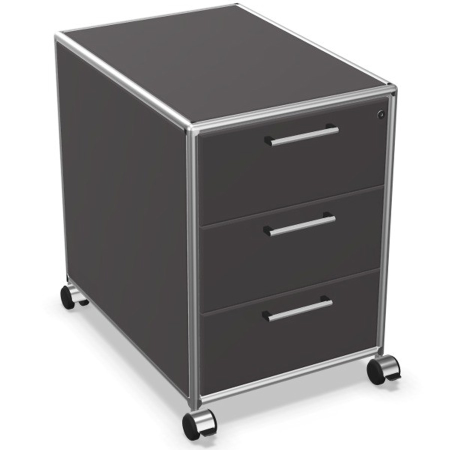 Bosse Rollcontainer mit Schüben basaltgrau - Gestell chrom