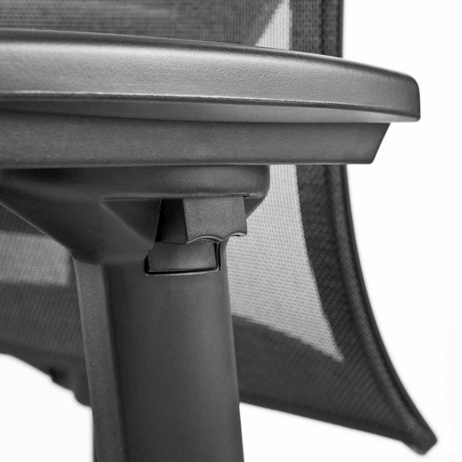 RWH Bürodrehstuhl ERGOFIX Netzrücken schwarz mit Armlehnen und Kopfstütze - Armlehnen Verstellhebel