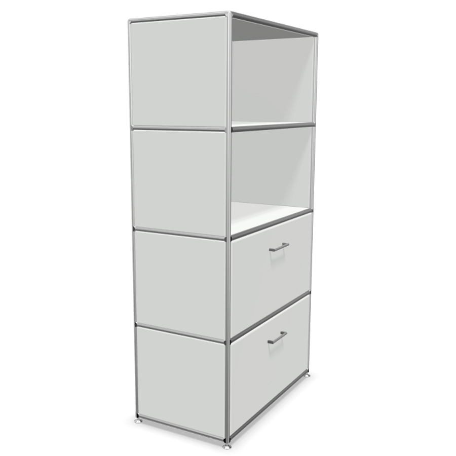 Bosse Modul Space Kombiregal - unten 2 Klappen - oben 2 offene Regalfächer - weiß