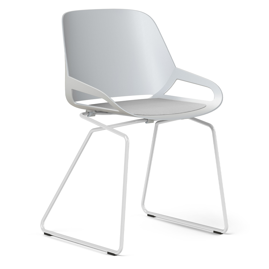 Aeris Numo Kufengestell weiß - Sitzschale weiß - Sitzkissen grau