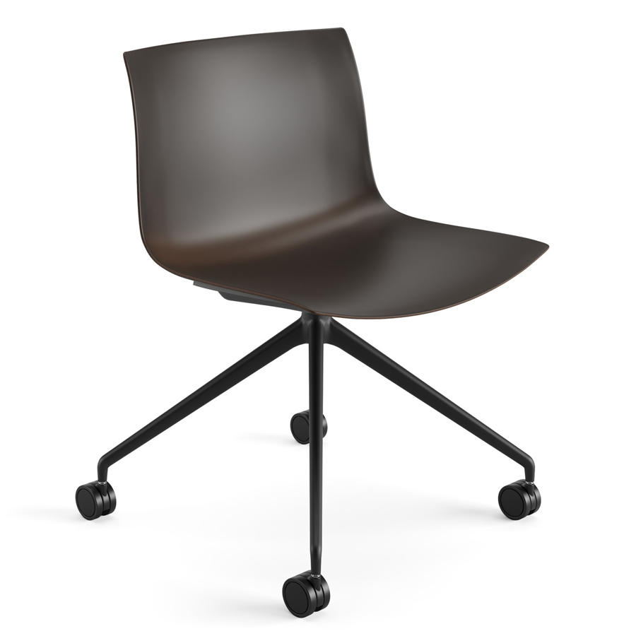 Arper Catifa Carta 3137 | Sternfuß auf Rollen | Schale Coffee | Gestell schwarz