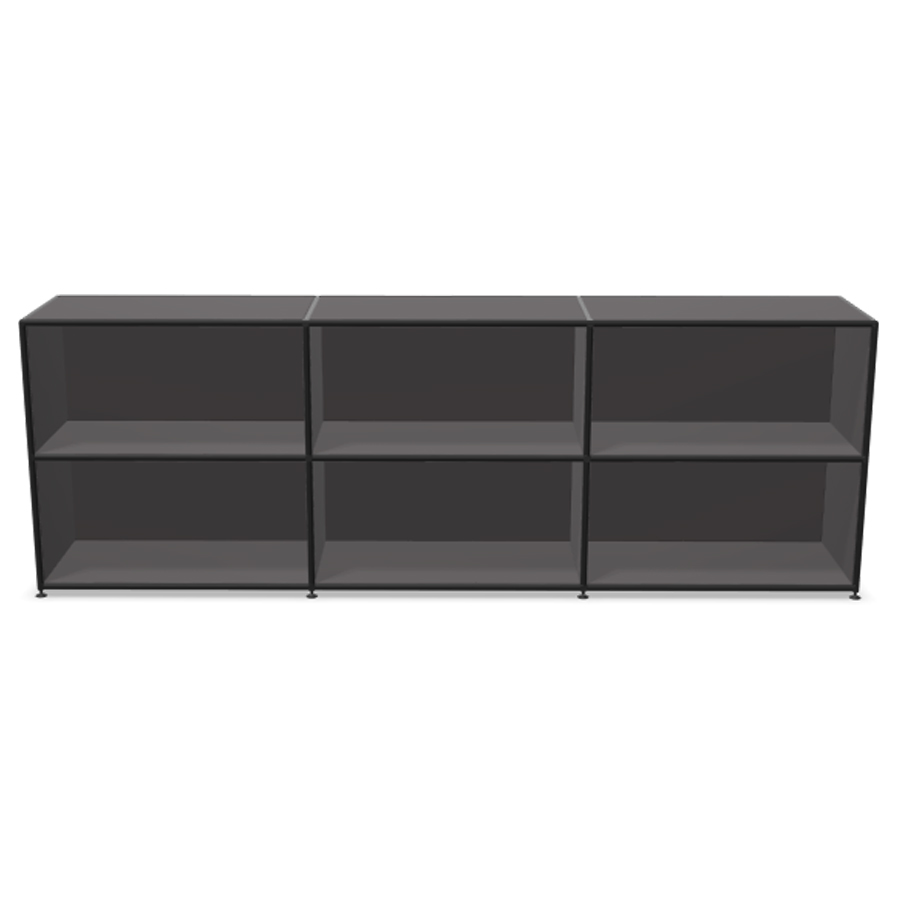 Bosse Regal Black Edition 2 OH Breite 240 cm in Melamin Basaltgrau