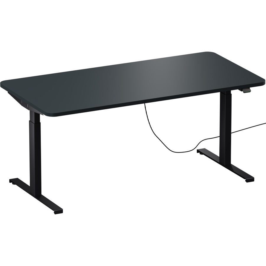 Schreibtisch NewWORK elektrisch höhenverstellbar - Gestell schwarz - Platte Vulkanschwarz