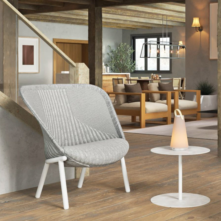 Haworth Cardigan Lounge | Strick grau | Gestell weiß