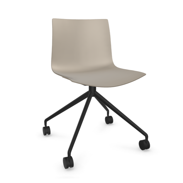 Arper Catifa 46 0369 einfarbig mit Drehgestell schwarz Schale rauchgrau