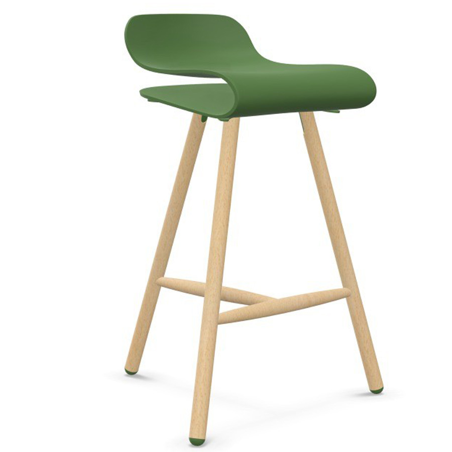Kristalia BCN Barhocker mit Holzgestell grasgrün