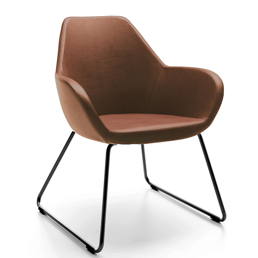 Profim Fan 10V mit Kufengestell  Premiumleder Cognacbraun