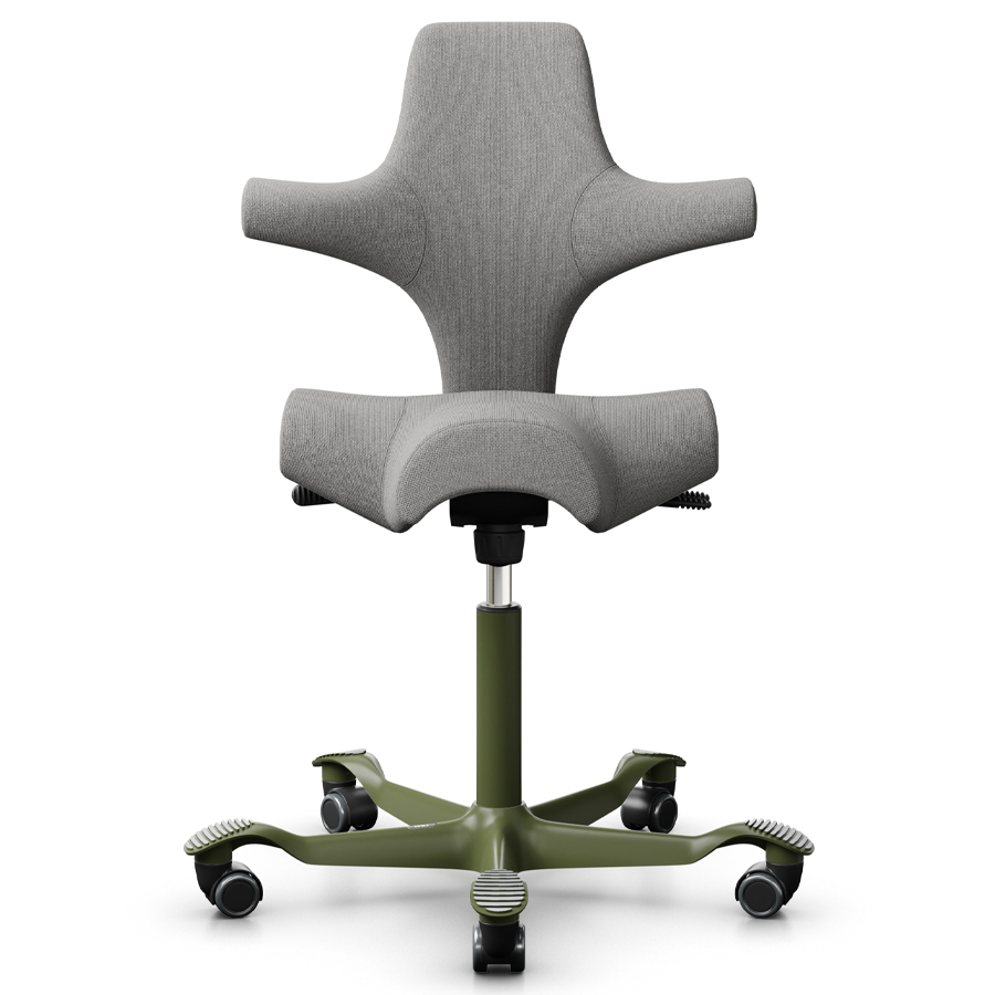 HAG CAPISCO 8106 Stoff Cura hellgrau mit Sattelsitz - Gestell Moss grey - Front