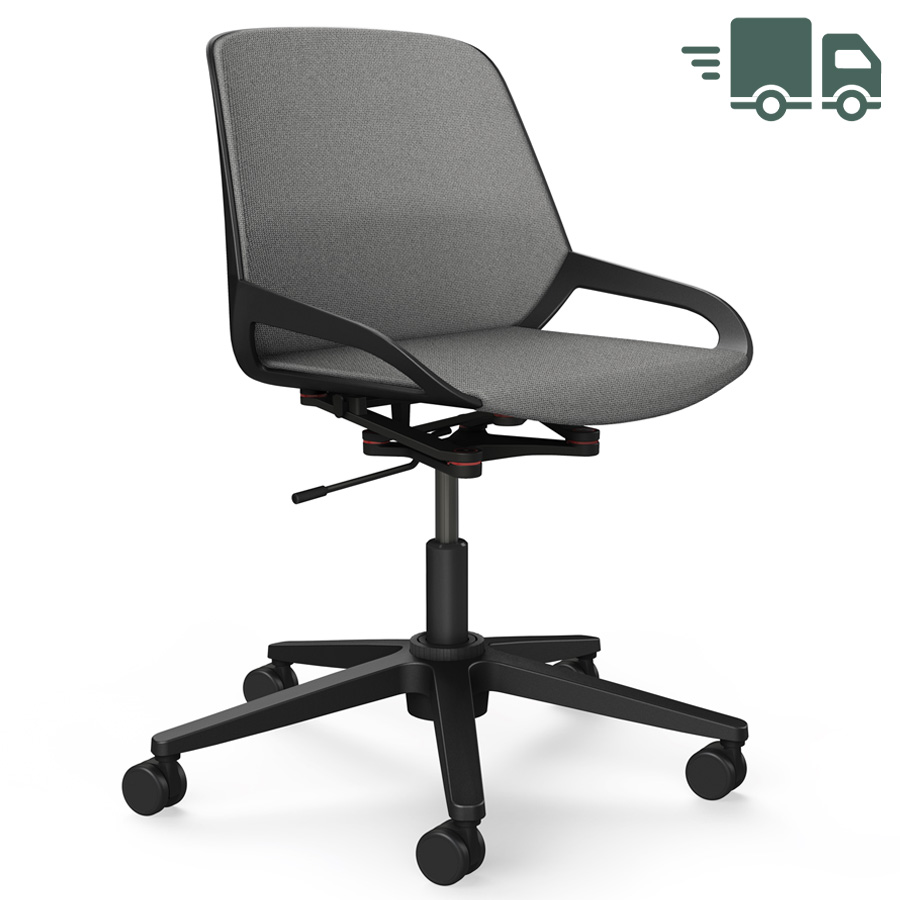 Aeris Numo Task schwarz - Fußkreuz mit Rollen - Sitz- u. Rückenpolster Cura hellgrau