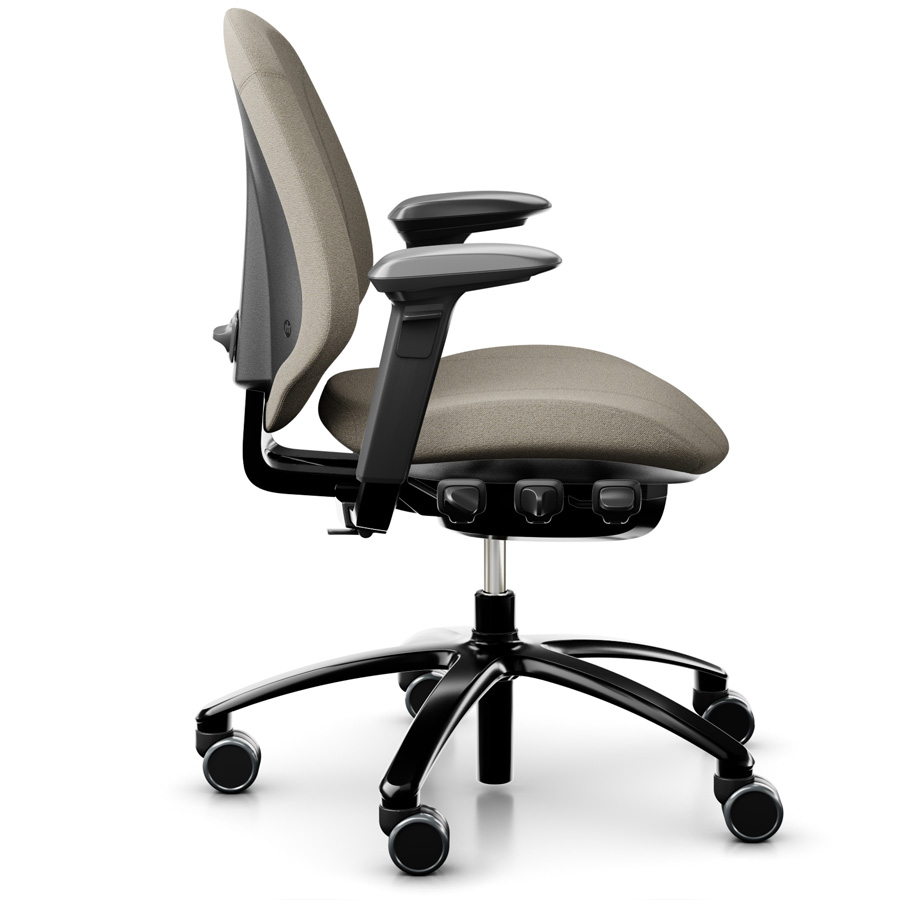 RH Mereo 200 Beige mit Gestell schwarz Seitenansicht