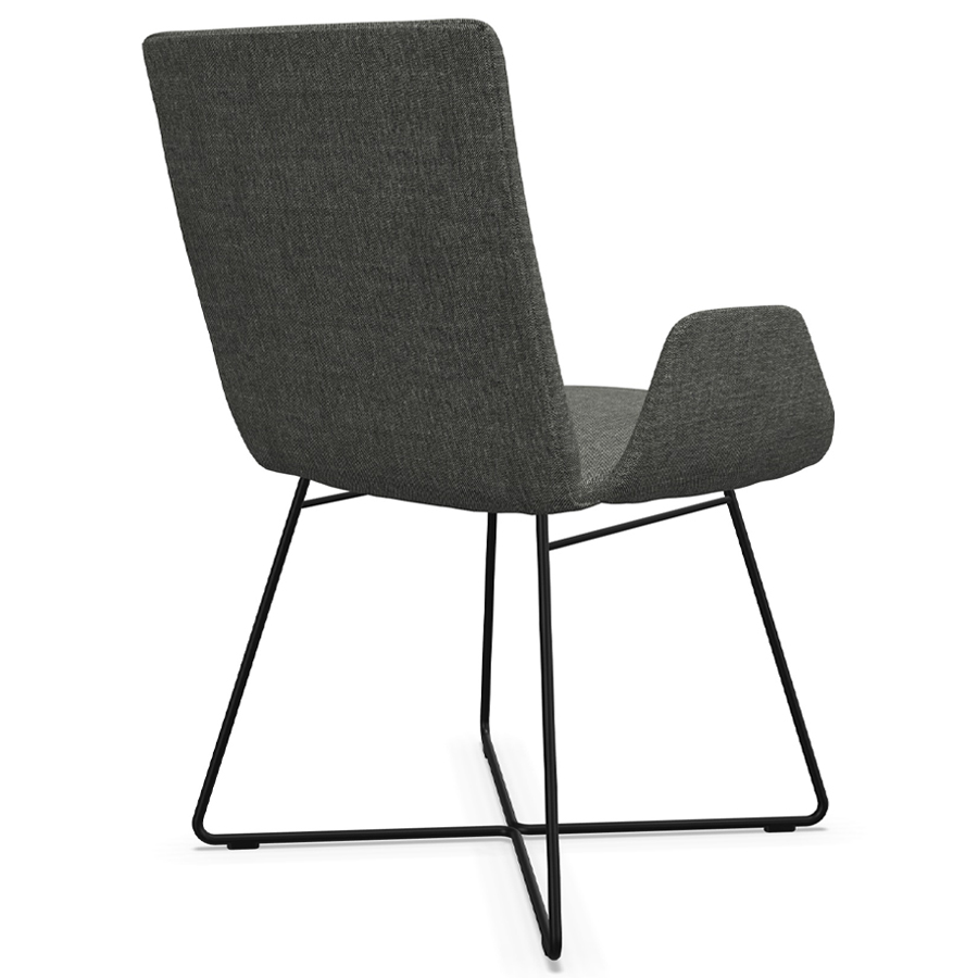 W. Schillig Stuhl mit Armlehnen u. Drahtrohrgestell - Rückansicht seitlich