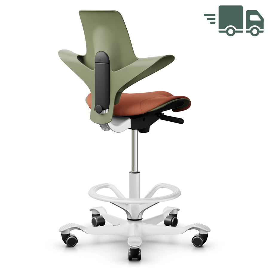 HAG CAPISCO PULS 8020 | Stehhilfe | Farbe Moss | Sitzfläche orange-rot | Fußring