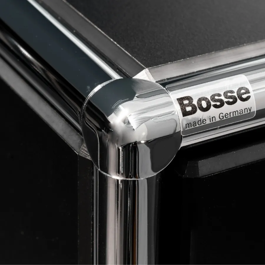Bosse Rollcontainer 333 schwarz Rahmen chrom - Detail Eckknoten - Fast & Easy
