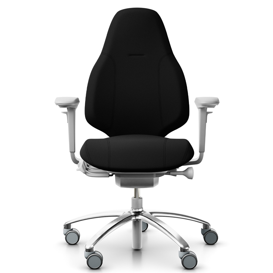 RH Mereo 220 silver-grey mit hoher Rückenlehne und Armlehnen - Fußkreuz poliert