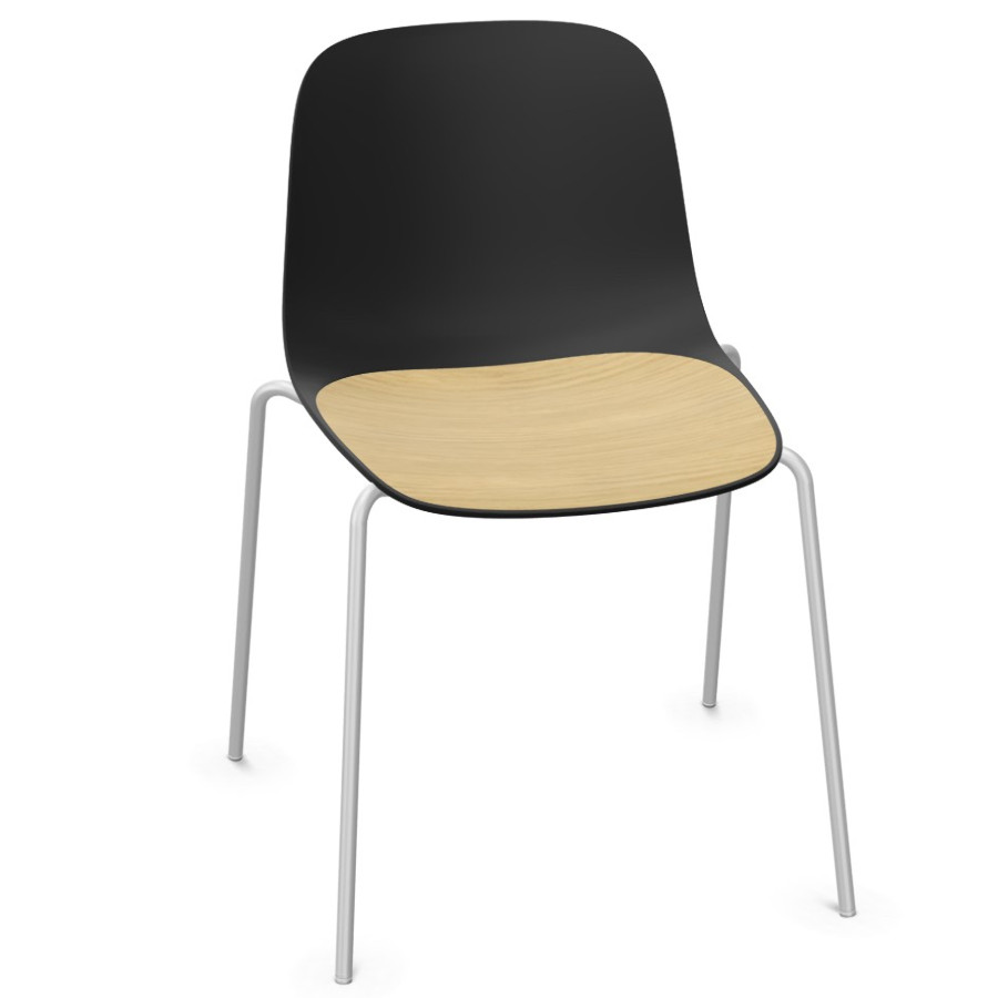 Lapalma SeelaS311 schwarz mit Holzauflage und verchromten Gestell