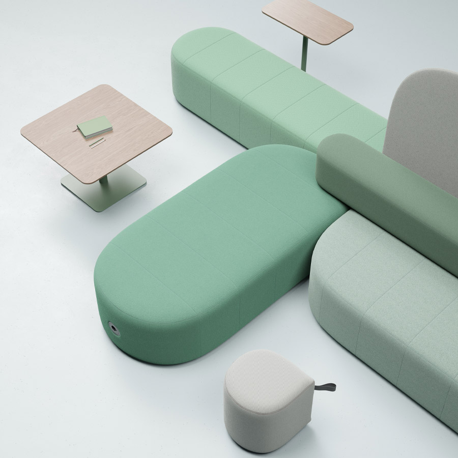 Profim Revo Besprechungsinsel T-Form grüne Kombination