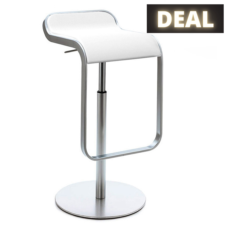 Lapalma LEM S80 Leder weiss Gestell und Gasfeder verchromt