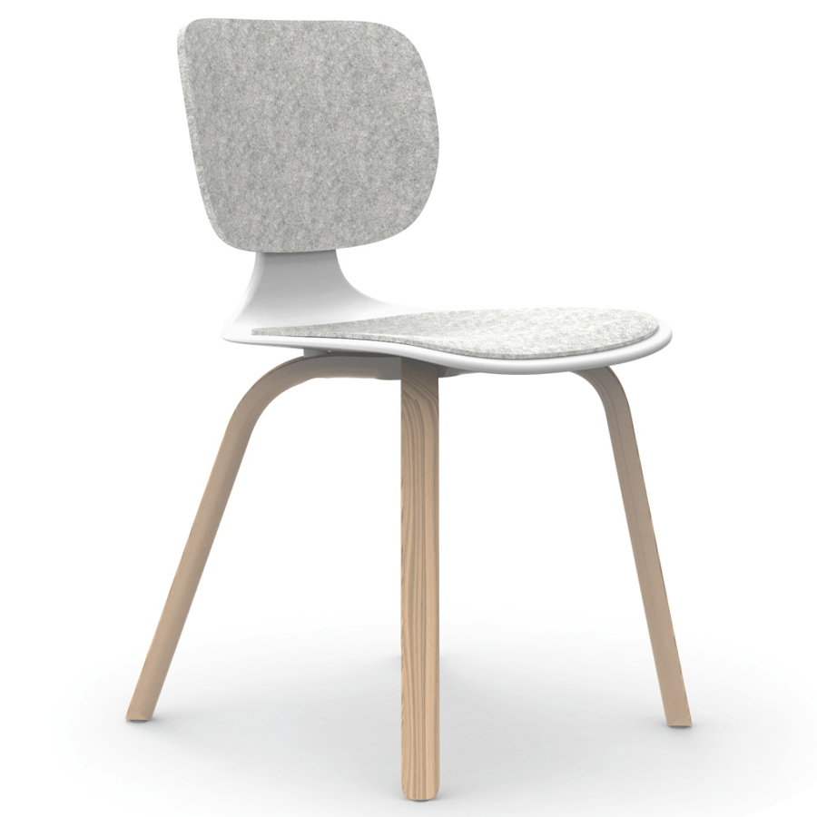 Klöber CoMeet com66 - mit Holzgestell in Eiche - Filzrücken und Filzauflage in Hellgrau auf Sitz