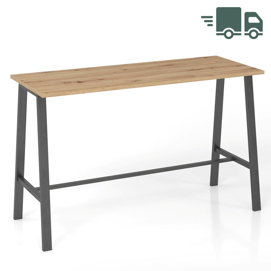 RWH Stehtisch Alina Asteiche - Gestell Stahlrohr grau