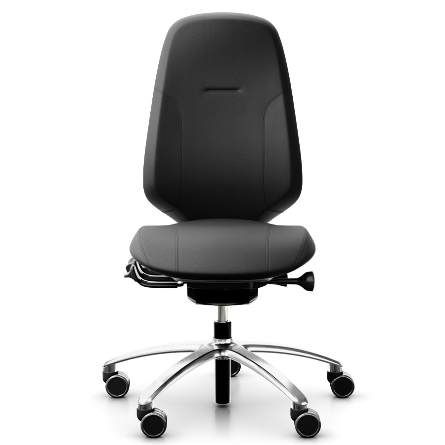 RH Mereo 300 black hohe Rückenlehne - Fußkreuz poliert - Frontansicht