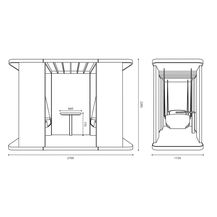 Bejot Social Swing 2er Modell - Abmessungen