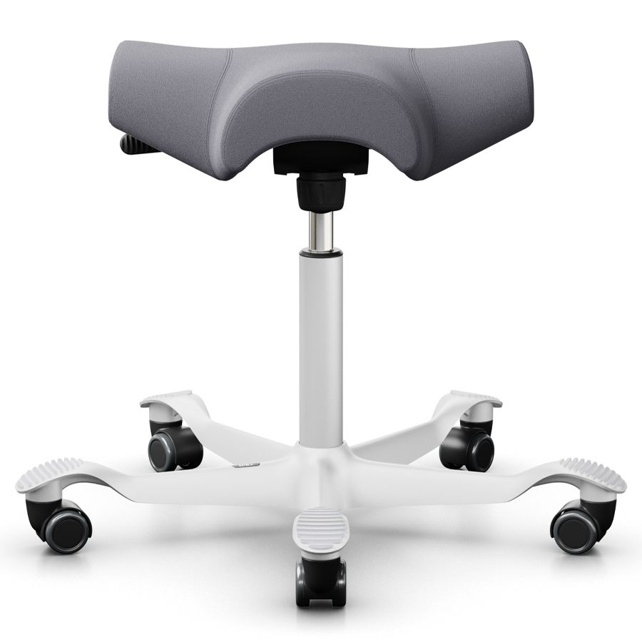 HAG CAPISCO  8105 Hocker Stoff Xtreme grau - Gestell weiß - Frontansicht