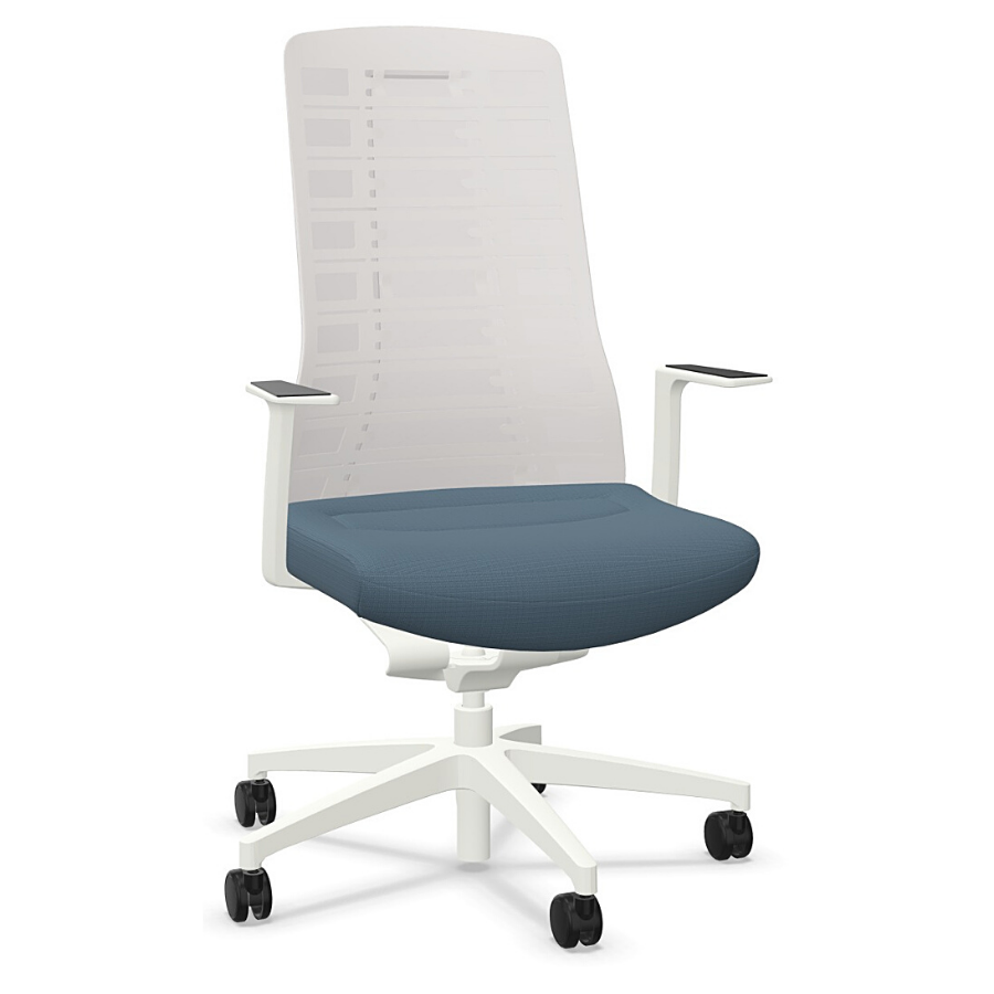 Interstuhl PUREis3 PU213 Bürostuhl weiß mit Netzrücken blaugrau