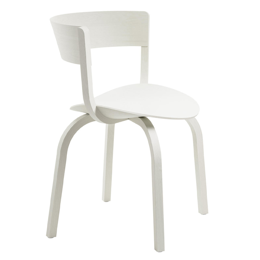 THONET 404 F Holzstuhl mit Armlehnen - Eiche weiß lasiert