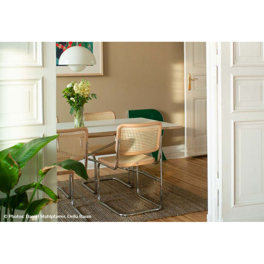 THONET Stahlrohr-Freischwinger S 64 V Buche natur mit Rohrgeflecht-Sitz u.