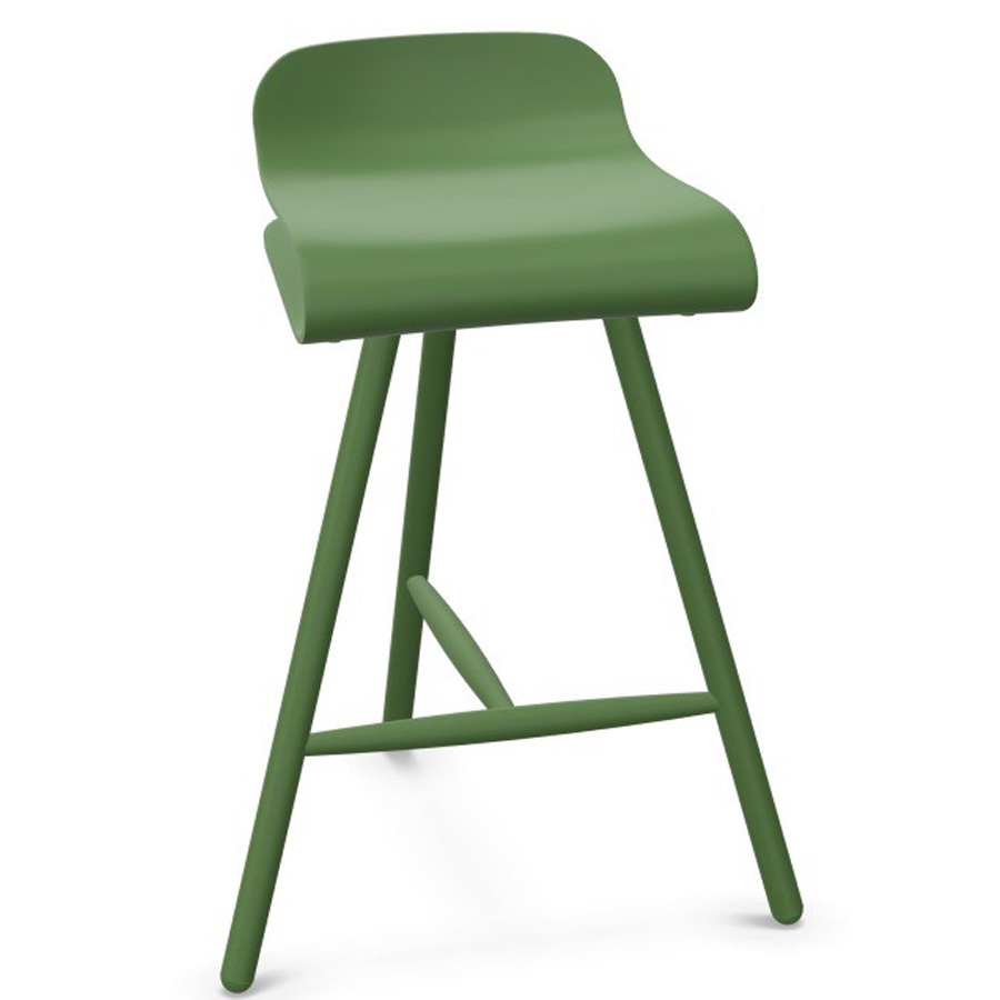 Kristalia BCN Barhocker mit Holzgestell grasgrün