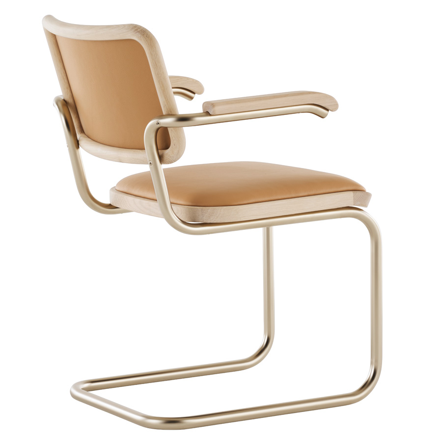 JS. THONET S 64 P NORDIC 01 | Eiche weiß pigmentiert | Leder Karamell | Rückansicht