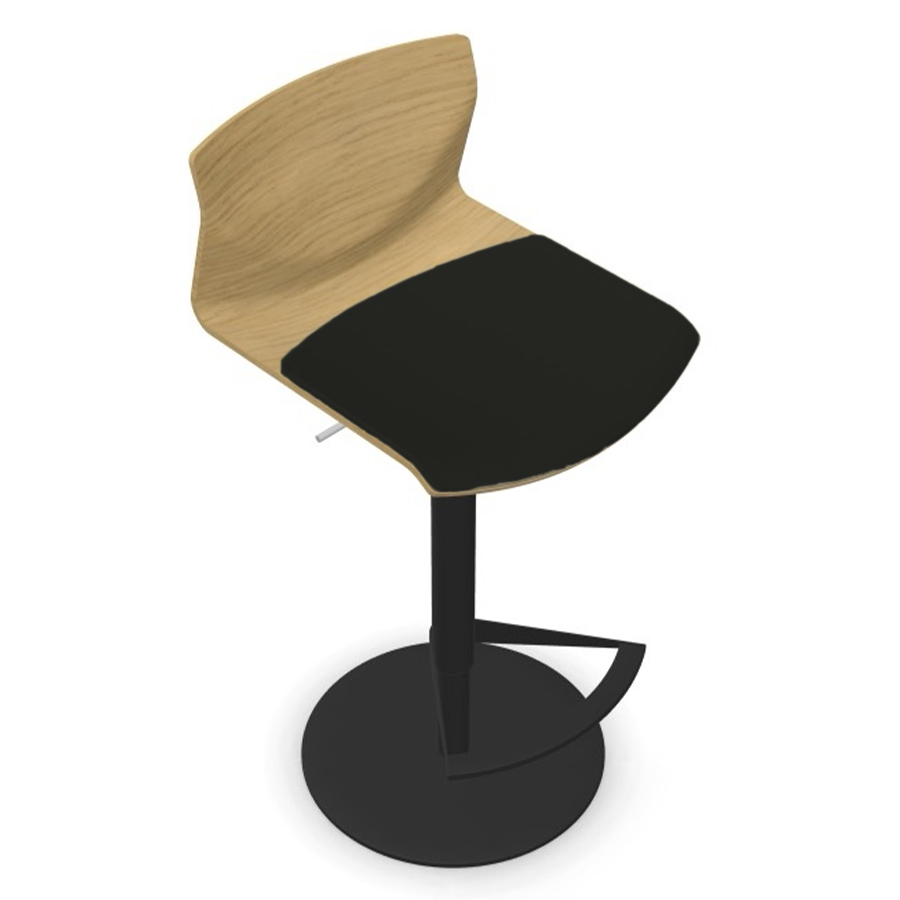 lapalma KAI Barhocker schwarz Sitzschale Eiche mit Lederkissen