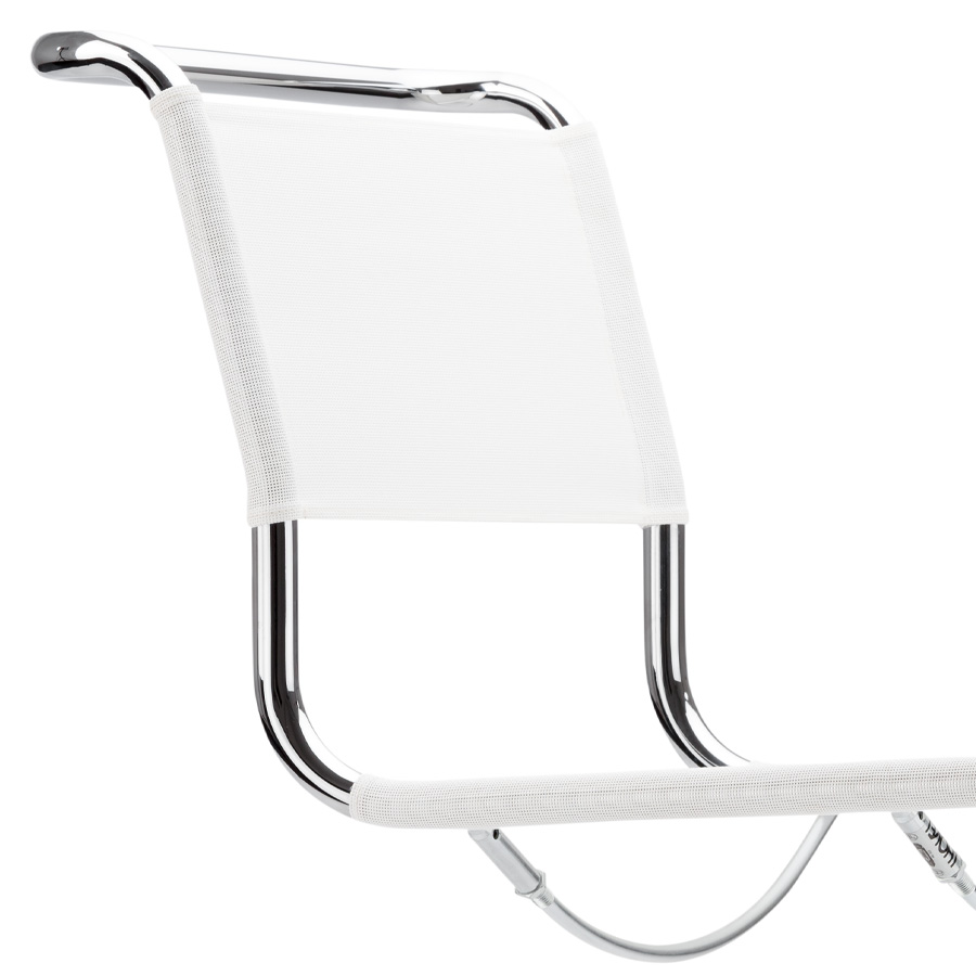 THONET Stahlrohr-Freischwinger S 33 N Sitz und Rücken Netzbespannung weiß - Nahaufnahme