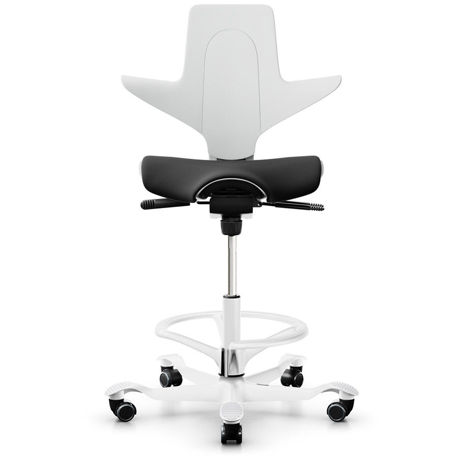 HAG Capisco Puls Stehhilfe 8020 mit Fußring weiß Stoff Xtreme schwarz