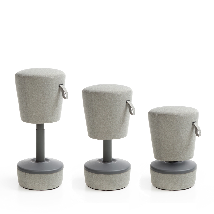 Profim Mickey - Bezug Medley 60003 - drei Sitzpositionen mit stoffbezogenem Tellerfuß - Kunststofffarbe grau RAL 7043
