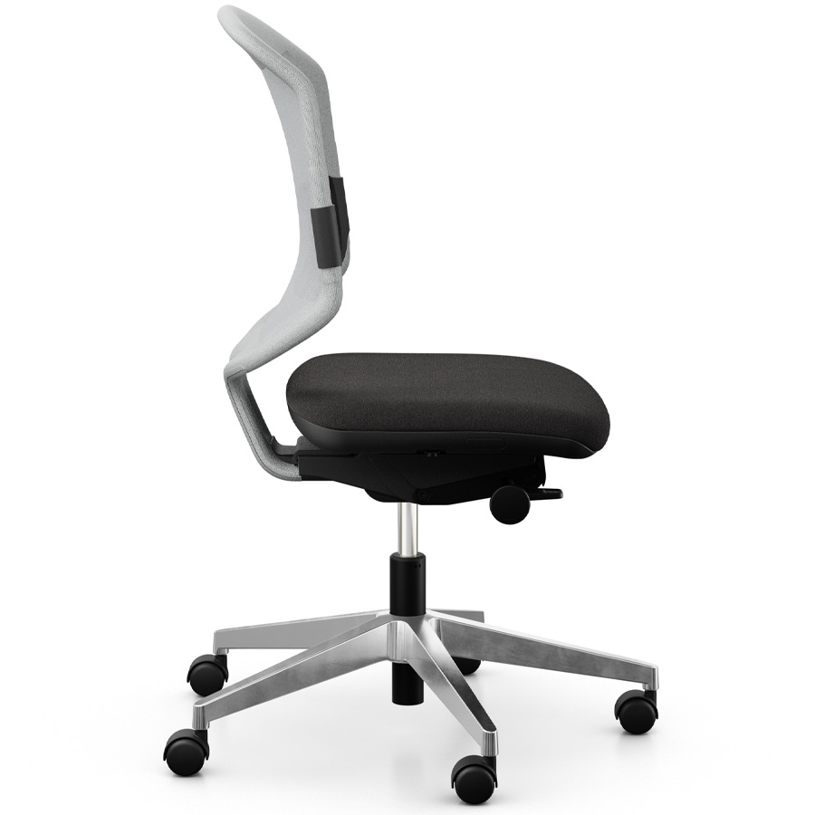 Giroflex 434-3019 steingrau mit Lordosepolster und Aluminium-Fußkreuz - Seitenansicht