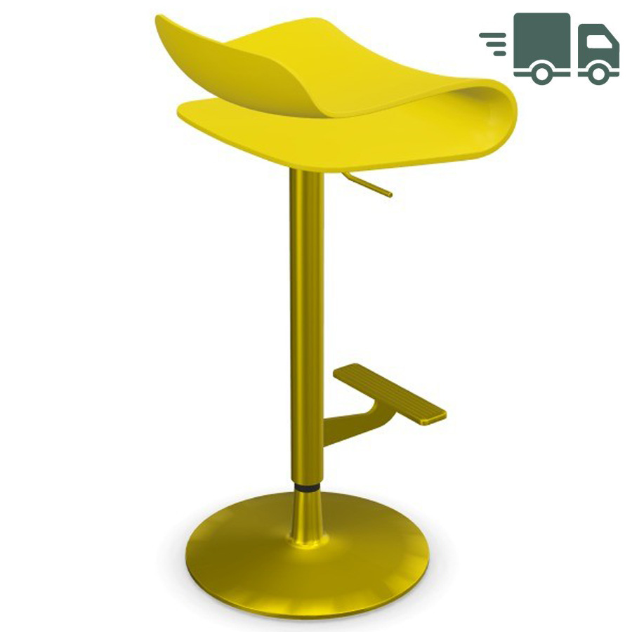 Kristalia BCN Barhocker gelbgrün höhenverstellbar Gestell lackiert