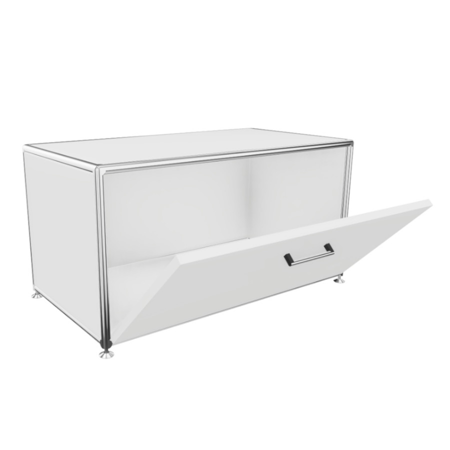 Bosse Lowboard 1 OH melamin weiß Breite 80 cm mit Klappe offen