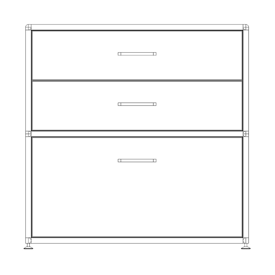 Bosse Regal Chrom 2 OH iBreite 80 cm mit 3 Schüben
