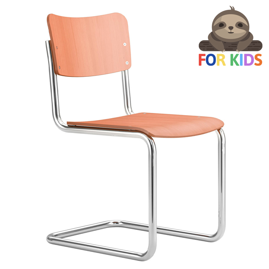 THONET Stahlrohr-Freischwinger S 43 K für Kinder - koralle gebeizt - Gestell verchromt