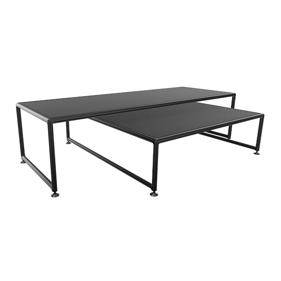 Bosse Bügel-Couchtisch Set Black Edition hoch und niedrig in Melamin Schwarz