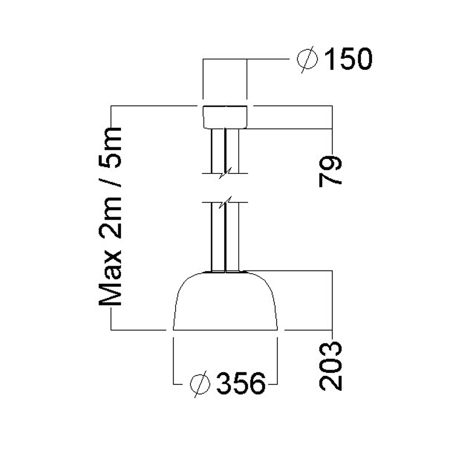 Glamox ELV-P350 Pendelleuchte medium - Maße