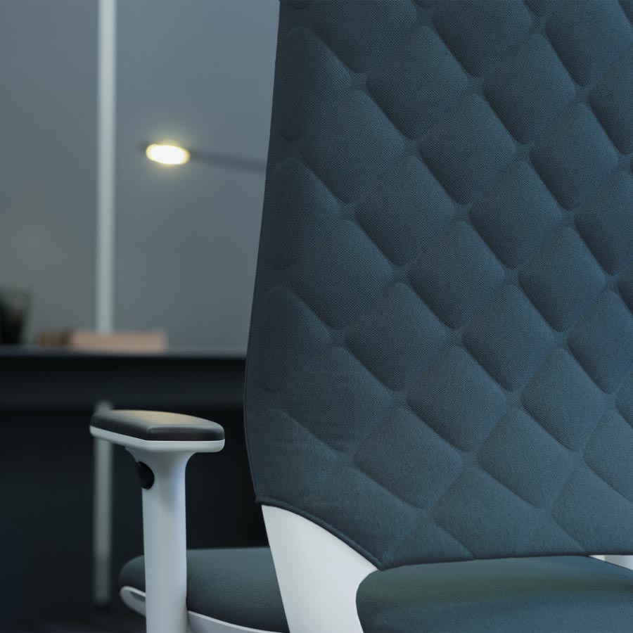 Klöber Mera Diamond weiß-grau Polster Cura onyx - Detail Steppung