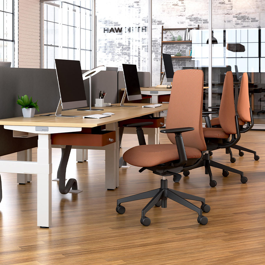 Haworth Aloha Active Bürodrehstuhl mit Polsterrücken, Stoff Relate 0441