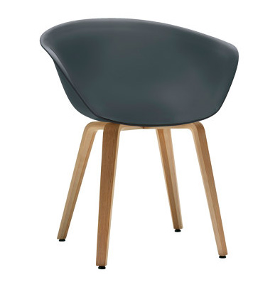 Arper DUNA 02 4203 Esszimmerstuhl mit Holzbeinen - Schale anthrazit - Gestell Eiche natur