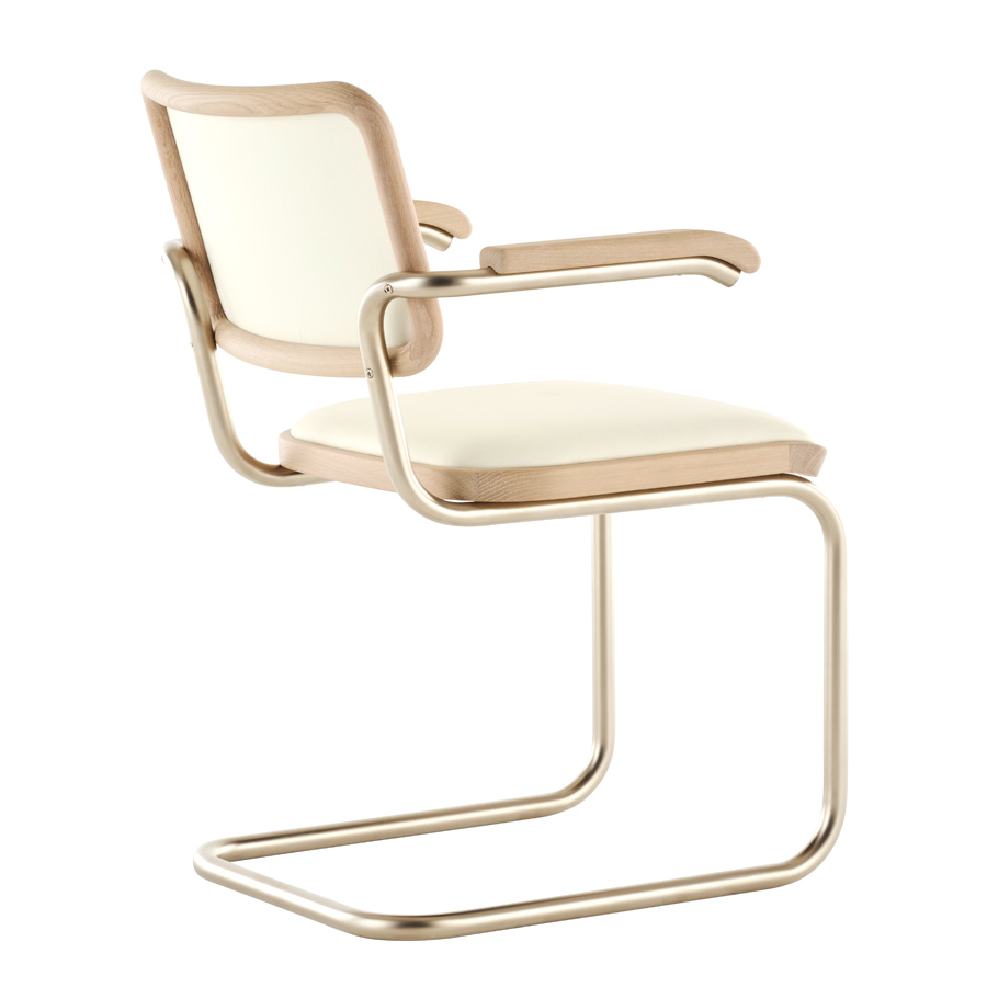 JS. THONET S 64 P NORDIC 03 | Eiche weiß pigmentiert | Leder weiß | Rückansicht