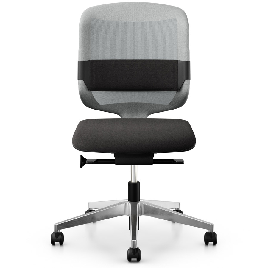 Giroflex 434-3019 steingrau mit Lordosepolster und Aluminium-Fußkreuz - Frontansicht